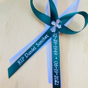 100-75-50-24-12pcs wedding/ Favor/Funeral ribbons/baptism favors /DOUBLE personalized ribbons With safety pin Listones grabados