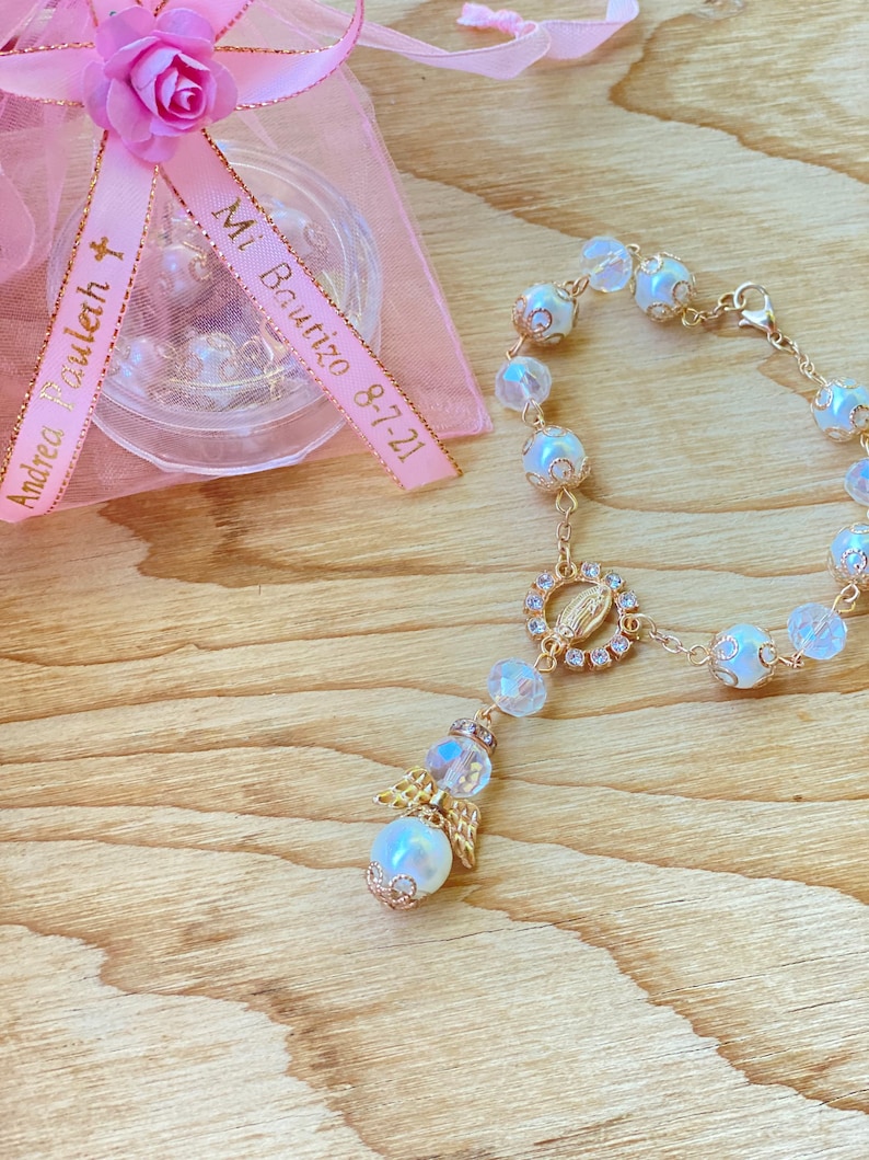 12 Virgin Guadalupe Rosary Bracelets: Personalized Baptism Favors Bild 5