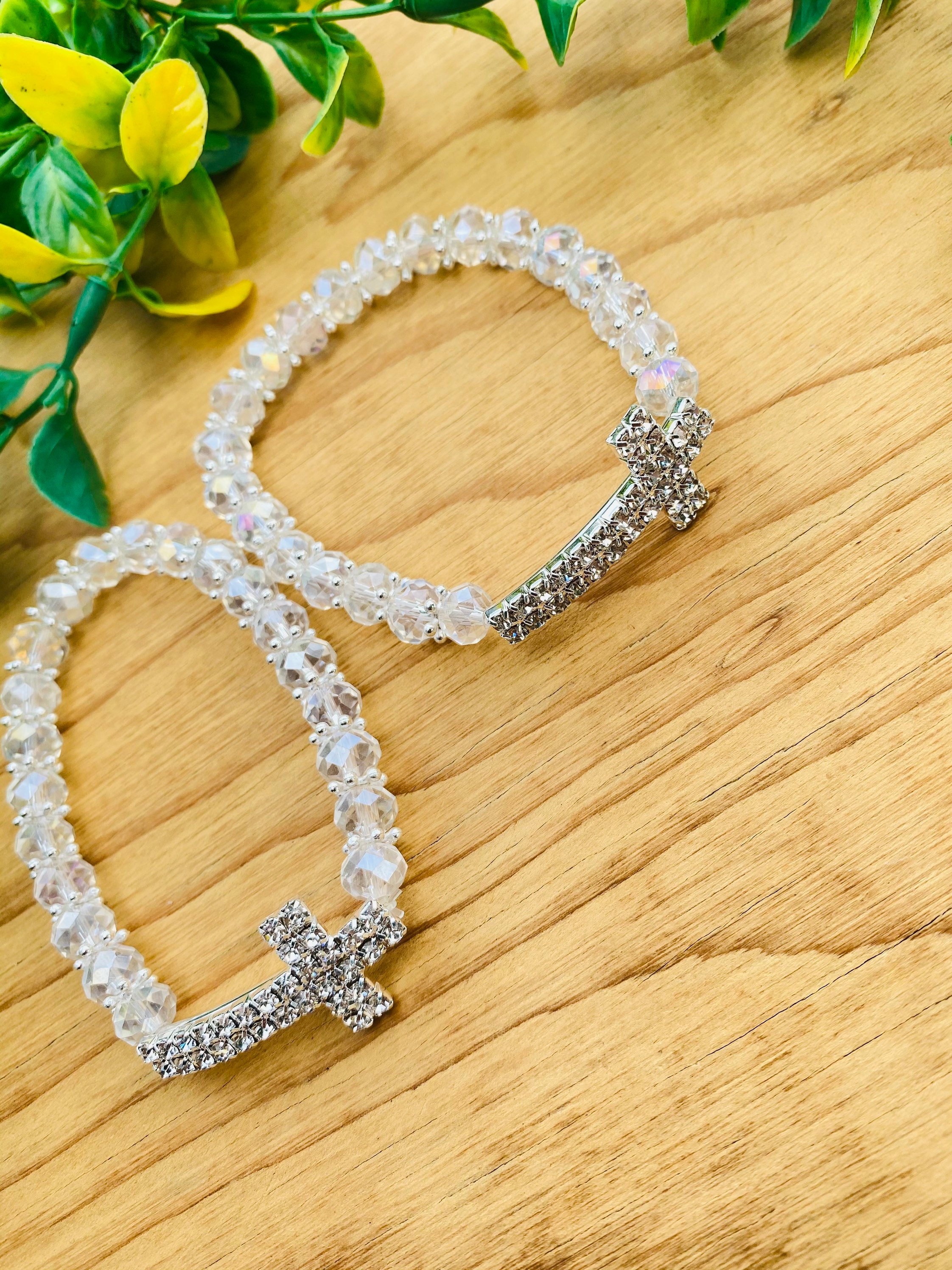 12-Pack Crystal Baptism Bracelets – Recuerdos De Bautizo Y Primera Comunión Favors