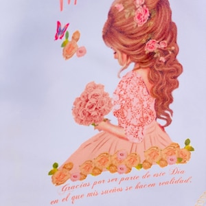 Quinceanera Napkins: Peach & White Polyester Party Favors (12pcs, 10x12”)