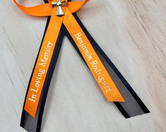Personalized Funeral Ribbons with Pin: Baptism, Wedding Favor Ribbons