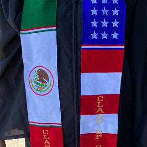 Bandera Mexicana Sash Class of 2024 graduation stole Mexico/USA Flag stole Mexican sarape class of 2024 stole graduation stole unisex