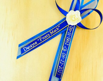 Personalized Funeral Ribbons with Pin: Baptism, Wedding Favor