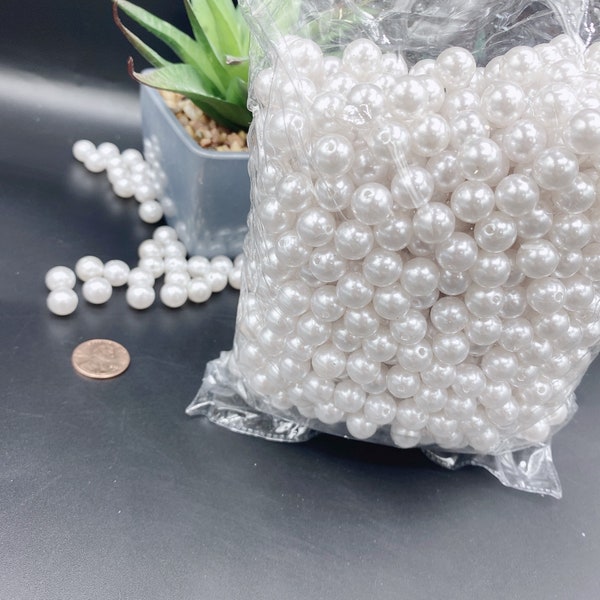 1lb Elegant White pearls loose beads vase filler wedding centerpiece/pearls with hole/decorative pearls