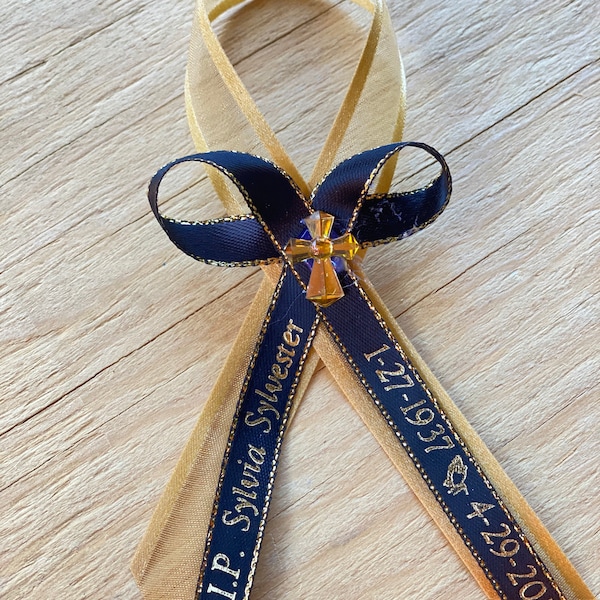 Funeral Ribbons Ribbons with Safety Pin, Memoerial Ribbons