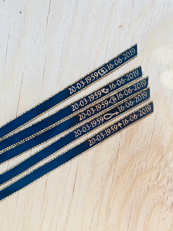 Personalized Funeral Favor Ribbons: Double Ribbon With Pin