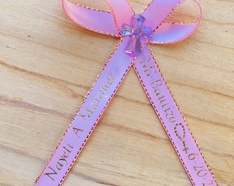 48-36-24-12pcs personalized ribbons/Baptism, Bautizo confirmation,first communion presentation ,Listones grabados,custom ribbons