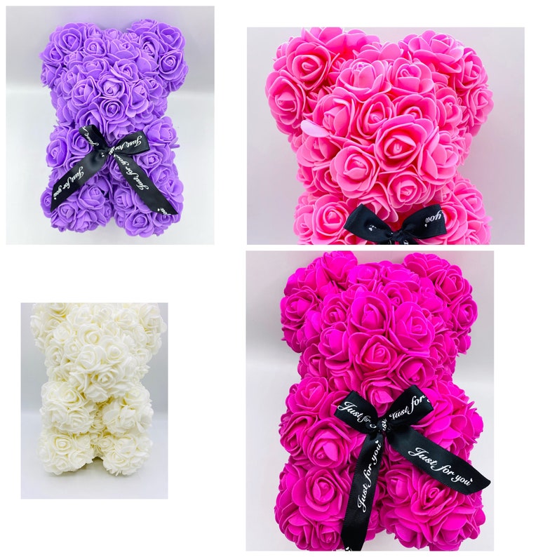 rose foam teddy bear