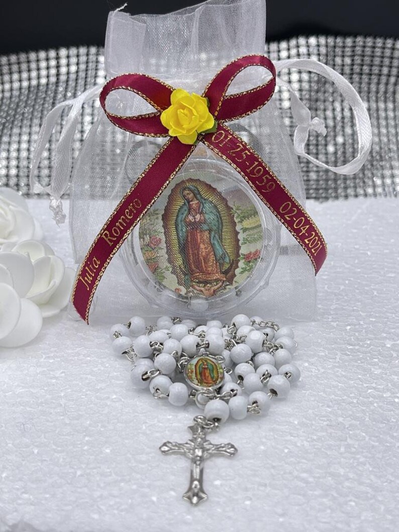 12pcs Funeral Favormemorial favor Rosaries giftR.I.P Condolence D.E.P personalized ribbons Recuerdos Para Funeral