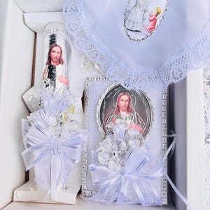 4pcs first communion candle sets BOY/Girls, English & Spanish white set