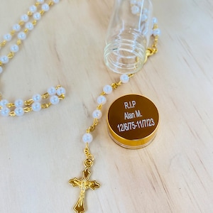 12pcs personalized Favors/Recuerdos Para Funeral/funeral favors/Celebration of Life/Memory Gift// personalized/rosaries FREE BAGS