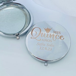 12pcs personalized Quinceanera favors/Recuerdos Para Quinceañera compact mirrors Sweet 16 Quinceanera FREE BAGS