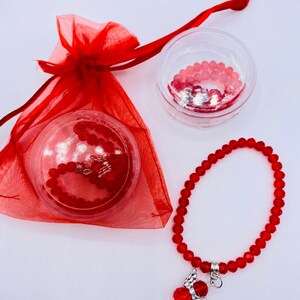 Red Beaded Bracelet Favors: First Communion, Confirmation (24pcs)