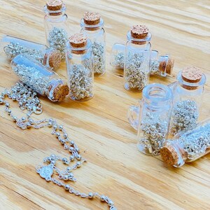 24pcs -36-12 pcs baptism favors first communion party favors boys girls silverosaries in glass bottle Recuerdos para bautizó FREE WHITE BAGS
