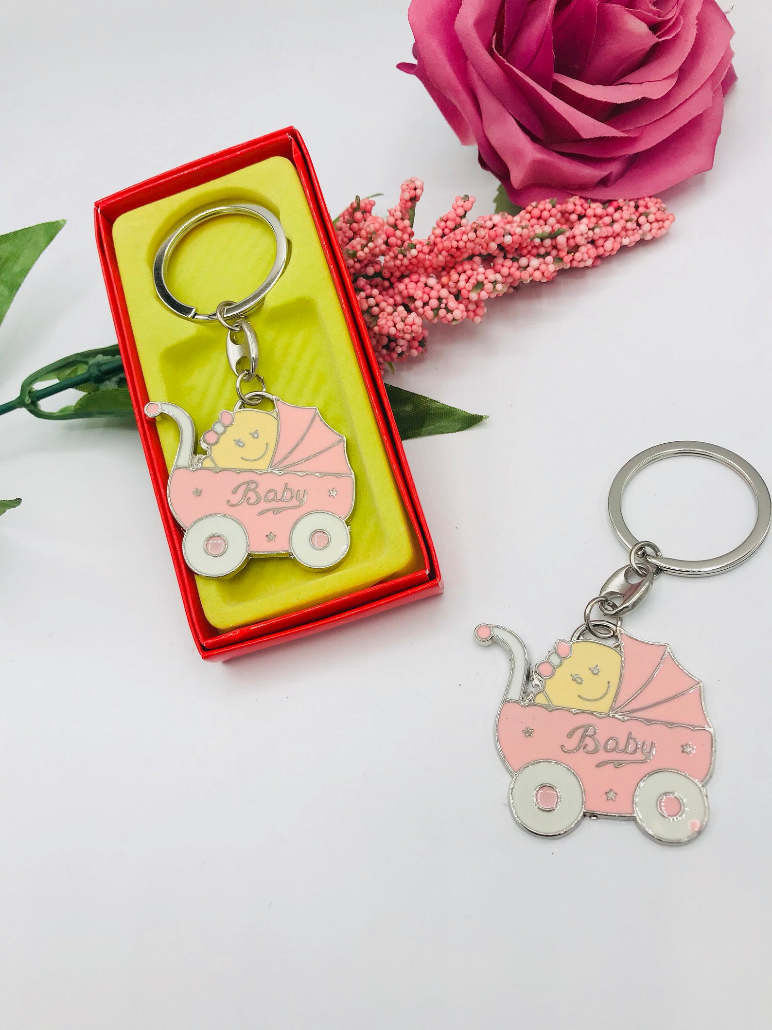 12pcs Baby Shower Party Favors Keychain Ring Pink Etsy