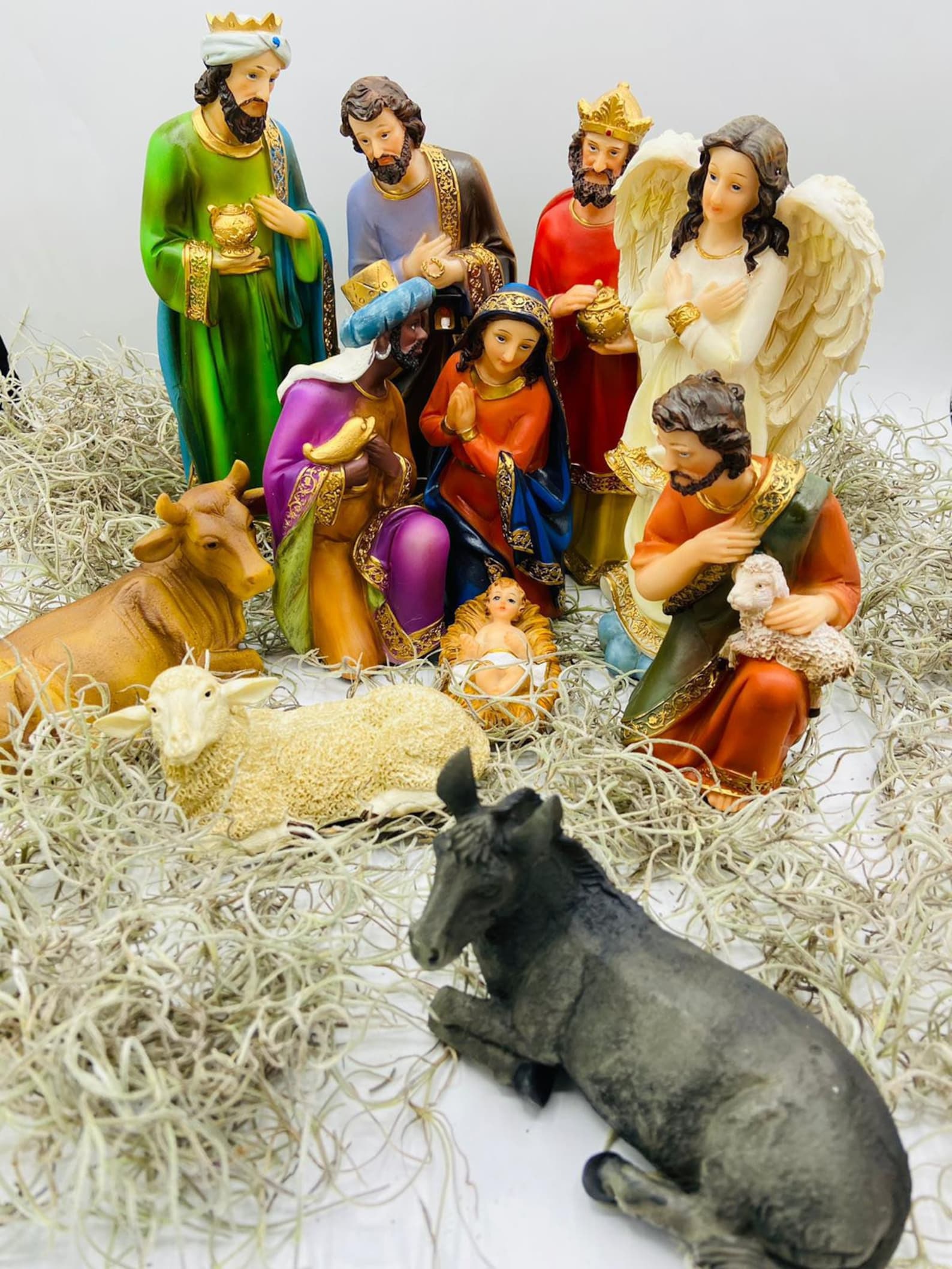 8" Christmas Nativity Set Scene Figures Holy Family Baby Jesus-11
