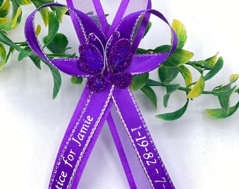 Purple - Satin Awareness Ribbons - Priced 100 Per Bag