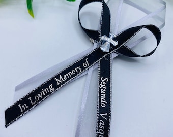 Personalized Funeral Ribbon Favors: In Loving Memory Ribbons with Pin