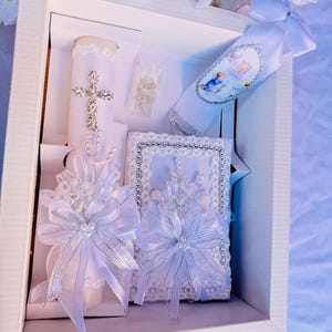 4pcs first communion candle sets BOY/Girls, English & Spanish white set