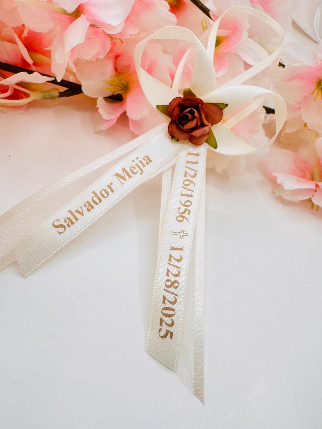 Custom Funeral Ribbons Personalized Funeral Ribbon Favors: Custom Memorial Ribbons With Pin ...