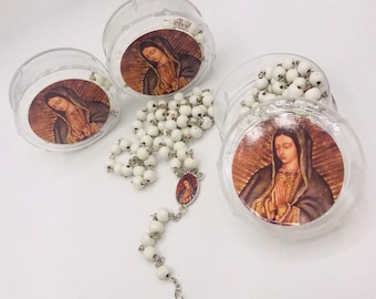 24pcs Recuerdos para bautizo y primera comunión quinceañera sweet sixteen Guadalupe rosary funeral favors
