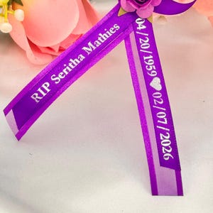 Personalized Funeral Ribbons: Double Ribbon with Pin, Memorial Favors