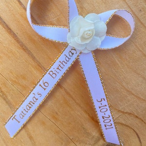 50-48-24pcs personalized ribbons/Baptism sweet sixteen,wedding,baby shower, Quinceanera,funeral ribbons Listones grabados customize ribbons image 1