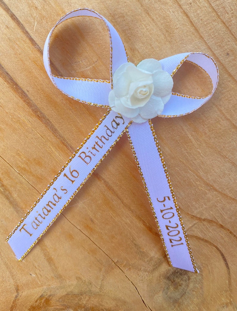50-48-24pcs personalized ribbons/Baptism sweet sixteen,wedding,baby shower, Quinceanera,funeral ribbons Listones grabados customize ribbons image 1