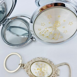 Quinceanera Favors 24pcs Recuerdos Para Quinceanera 12 compact mirror 12 keychain/Sweet Sixteen Favor doble sided mirrors image 5