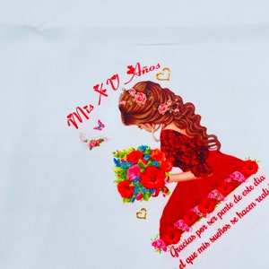 Quinceanera Favors: Red & White Napkins, 12pcs, 10x12”