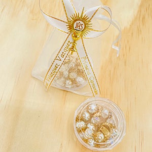 Baptism Bracelet Favors: Virgen Mary, Acrylic Beads (Free Bags)