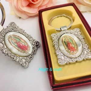 12pcs Sweet sixteen /Quinceañera /Recuerdos para bautizo y primera comunión/baptism favors keychains Recuerdos Para funerales Guadalupe l