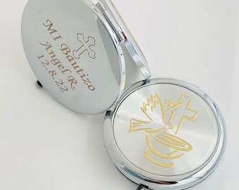 Personalized Baptism Mirror Favors: Holy Spirit Recuerdos (12pcs)