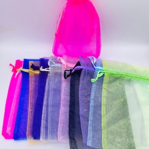 24pcs 6x9”Sheer Organza bags Favor Gift Jewelry Pouches Wedding Party Drawstring bags candy bags filler