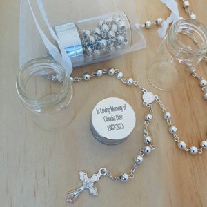12pcs personalized Favors/Recuerdos Para Funeral/funeral favors/Celebration of Life/Memory Gift// personalized Metal rosaries FREE BAGS