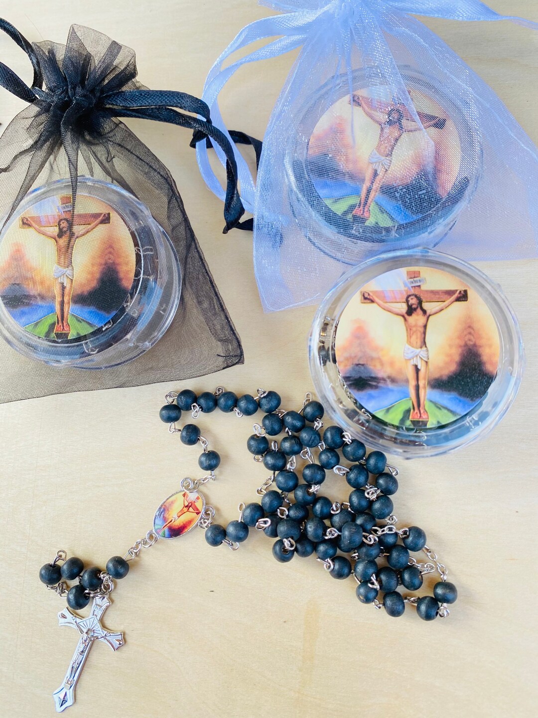 483624pcsrecuerdos Para Funeral Wood Rosaries/funeral Favors