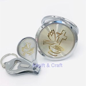 24pcs Baptism Party Favors/Recuerdos Para Bautizo 12 keychain 12 mirrors first  communion boy/girl holy dove baptism Favors first communion