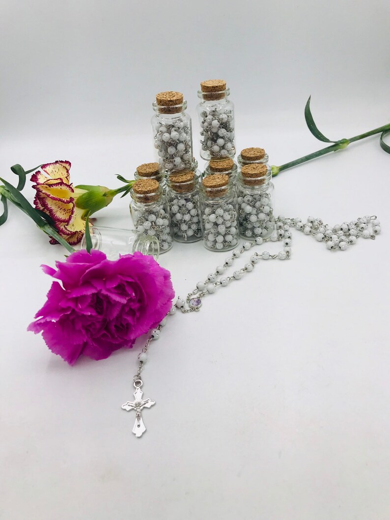 12pcs baptism favors rosary in glass bottle rosary rosarios Etsy