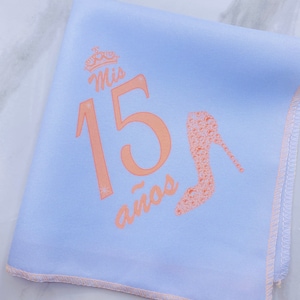 Quinceanera Favors: Peach Polyester Napkins, Set of 12 (10x12”)
