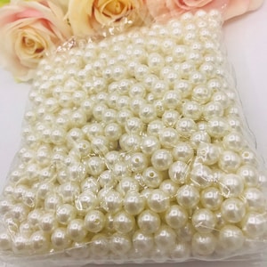 1lb Elegant Ivory pearls loose beads vase filler wedding centerpiece/pearls with hole/decorative pearls