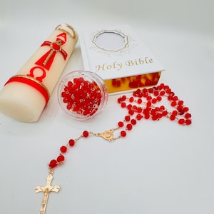 Confirmation candle sets,velas para Confirmacion de nino o nina velas rojas de confirmación set ENGLISH/SPANISH Bible Confirmation candles