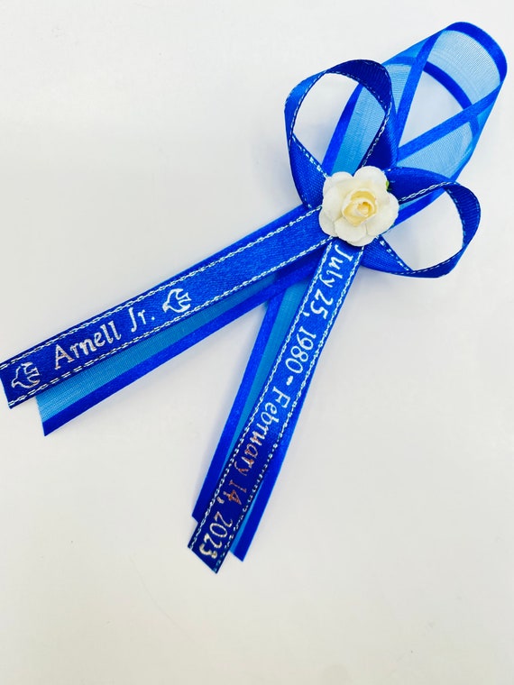 200-100-75-24-36 48pcs Funeral Favor/ Funeral Gift /personalized Ribbons  With Safety Pin Custom Ribbons Listones Grabados DOUBLE RIBBONS 