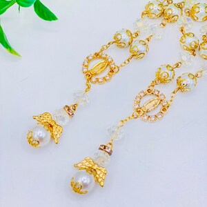 Handmade Gold & White Pearl Bracelet Favors: Baptism, First Communion (24pcs)