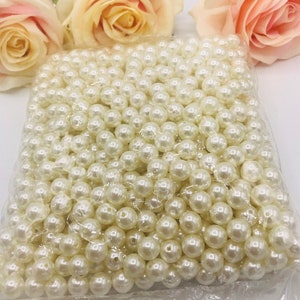 1lb Elegant Ivory pearls loose beads vase filler wedding centerpiece/pearls with hole/decorative pearls