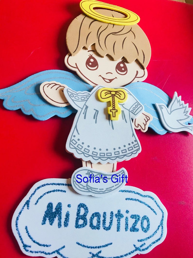 10pcs baptism table decoration foam centerpiece blue angel mi bautizo craft supply