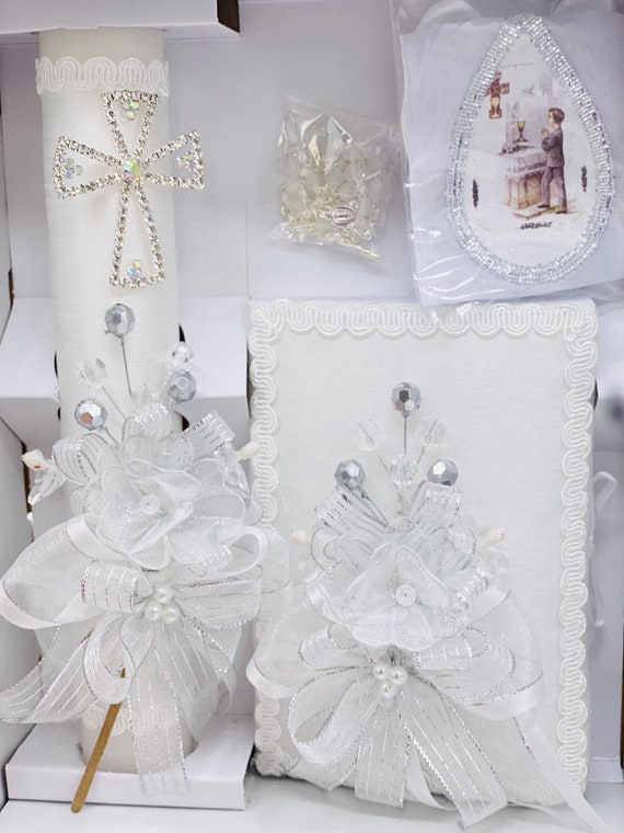 First communion candle set boy sale