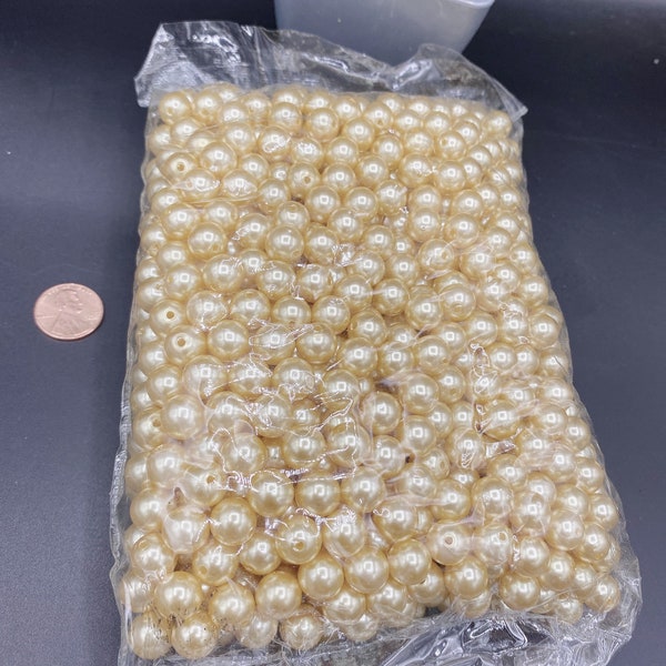 1lb Elegant Gold pearls loose beads vase filler wedding centerpiece/pearls with hole/decorative pearls