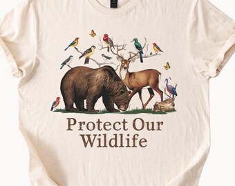 Protect Our Wildlife T-Shirt, Wildlife Conservation Tee, Nature Lover Gift Shirt, Animal and Wilderness Support Tee, Natural Color