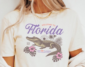 Camiseta de caimán de Florida, camiseta gráfica del estado del sol, regalo de recuerdo