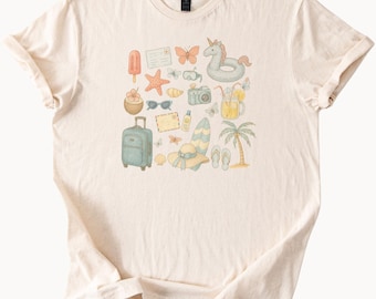 Camiseta de vacaciones de verano, camiseta de viaje a la playa, linda camiseta gráfica de viaje